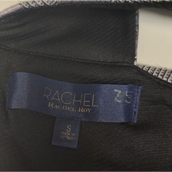 Rachel Roy Jolie Grey Metallic Floral Plaid Crossover Neckline Dress Size S NWOT - Picture 8 of 8